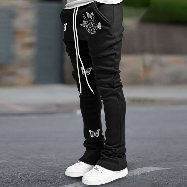 Retro fashion brand butterfly print fashion street trousers