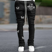 Retro fashion brand butterfly print fashion street trousers