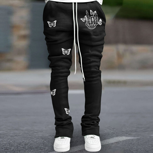 Retro fashion brand butterfly print fashion street trousers