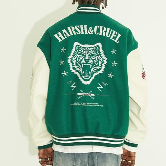 Casual retro tiger baseball jacket