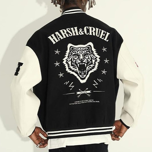 Casual retro tiger baseball jacket