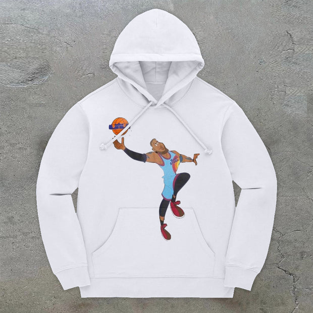 Basketball Print Personality Retro Casual Long Sleeve Hoodie