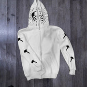 Street Style Skull Print Long Sleeve Cardigan Hoodie