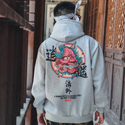 National tide men's hooded Harajuku style student plus size print plus velvet padded sweatshirt