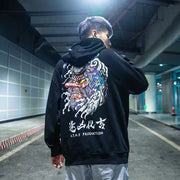 National tide men's hooded Harajuku style student plus size print plus velvet padded sweatshirt