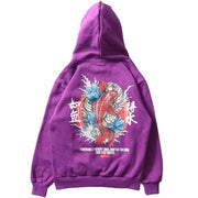 National tide men's hooded Harajuku style student plus size print plus velvet padded sweatshirt