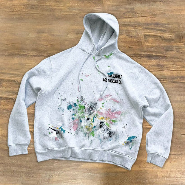 Street Long Sleeve Hoodie with Graffiti Tide Brand Pattern