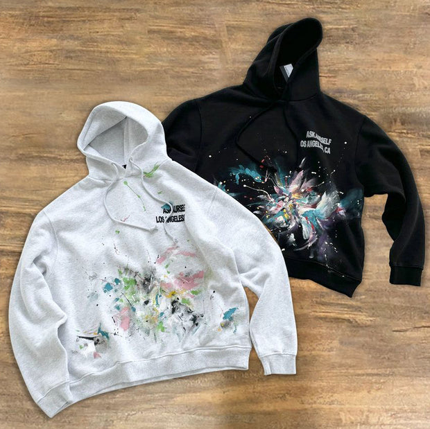 Street Long Sleeve Hoodie with Graffiti Tide Brand Pattern