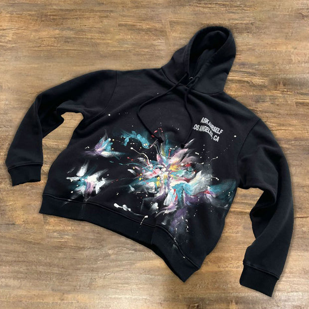 Street Long Sleeve Hoodie with Graffiti Tide Brand Pattern