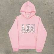 Fashion Loose Printed Long Sleeve Zip Hoodie