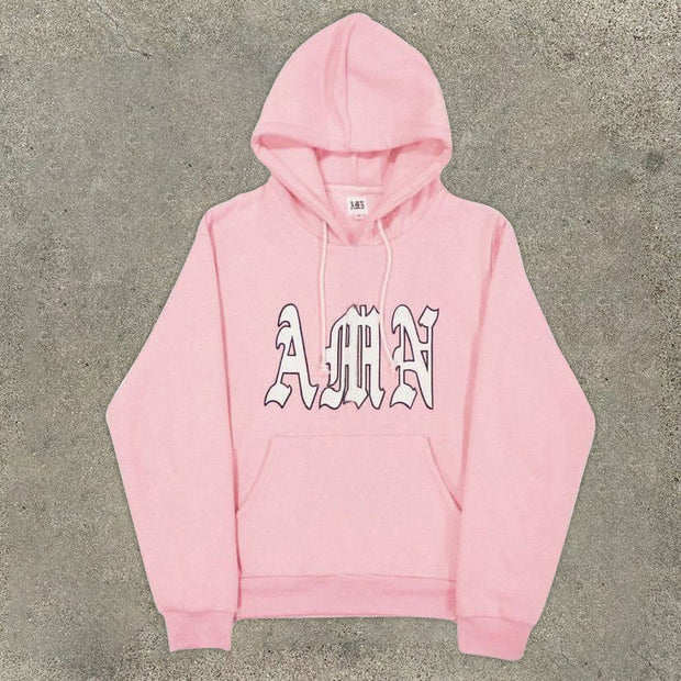 Fashion Loose Printed Long Sleeve Zip Hoodie