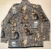 Retro cat print polar fleece jacket