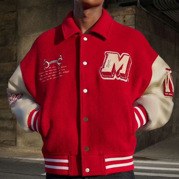 Casual bone chain rugby baseball jacket