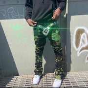 Personalized punk style men's tie-dye street style denim trousers