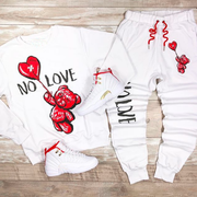Casual bear print sweater suit