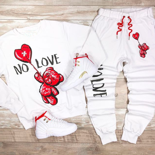 Casual bear print sweater suit