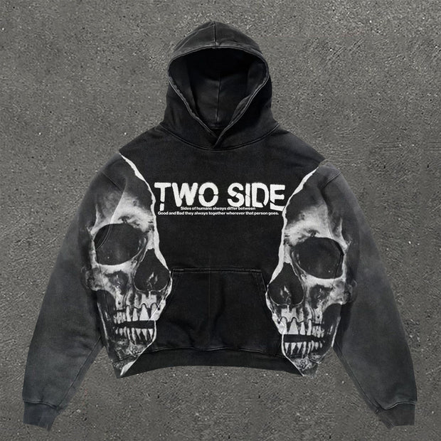 Skull Print Long Sleeve Hoodie