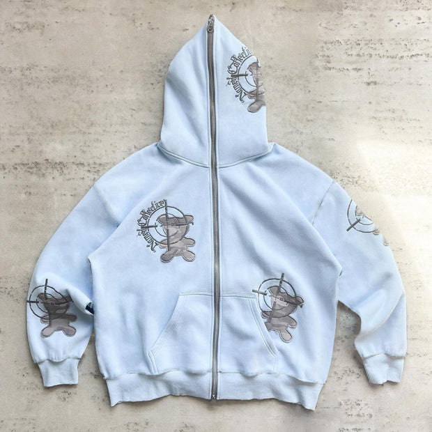 Casual Print Full Zip Hoodie