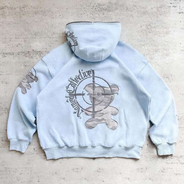 Casual Print Full Zip Hoodie