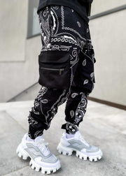 Fashion trend printing harem pants multi-pocket cargo trousers