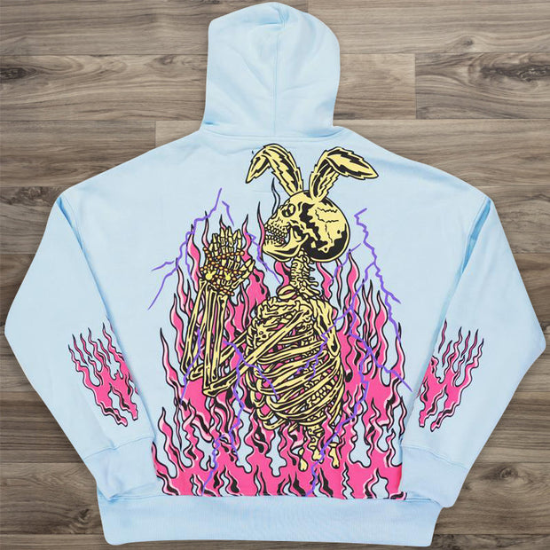 Skull bunny casual hoodie