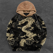 Hip-Hop Print Contrast Plush Hoodie