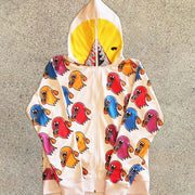 Cartoon Pac-Man Print Full Zip Long Sleeve Hoodie