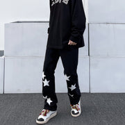Hip-hop street print denim trousers