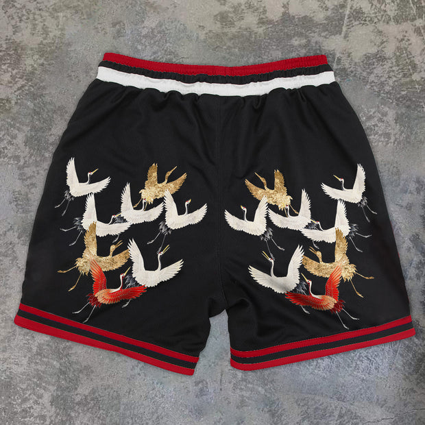 Art Retro Flying Crane Fashion Pattern Shorts