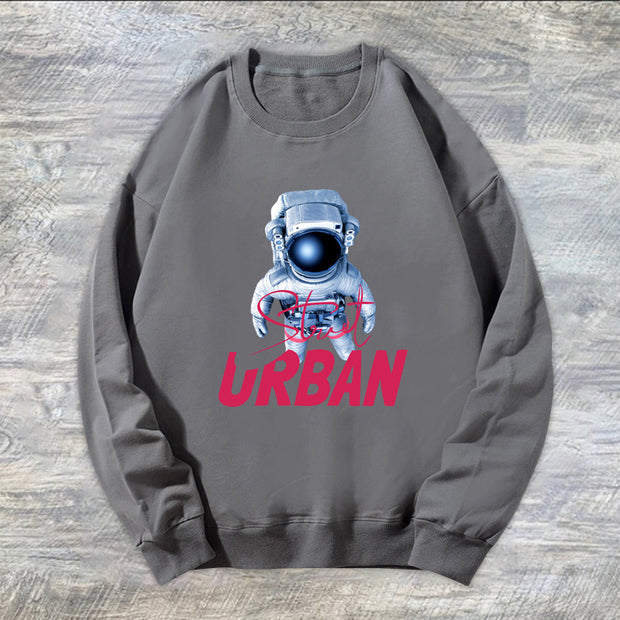 Astronaut Fashion Print Men's and Women's Round Neck Loose Sweatshirt