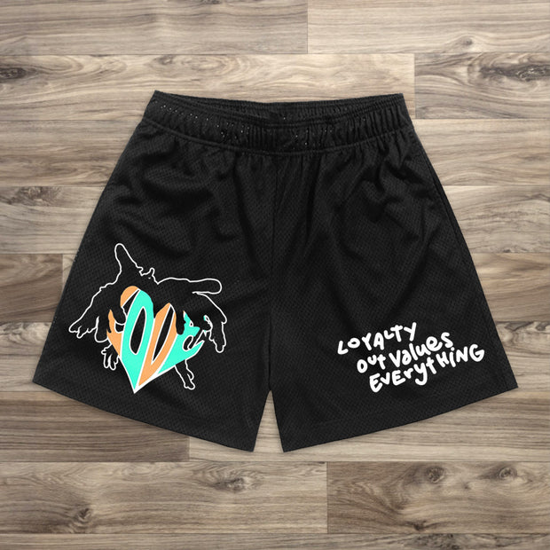 Street Letter Print Mesh Shorts