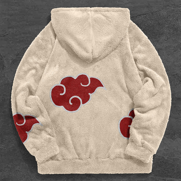 Vintage Cloud Print Plush Street Hoodie