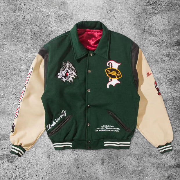 Casual wolves varsity rugby baseball jacket