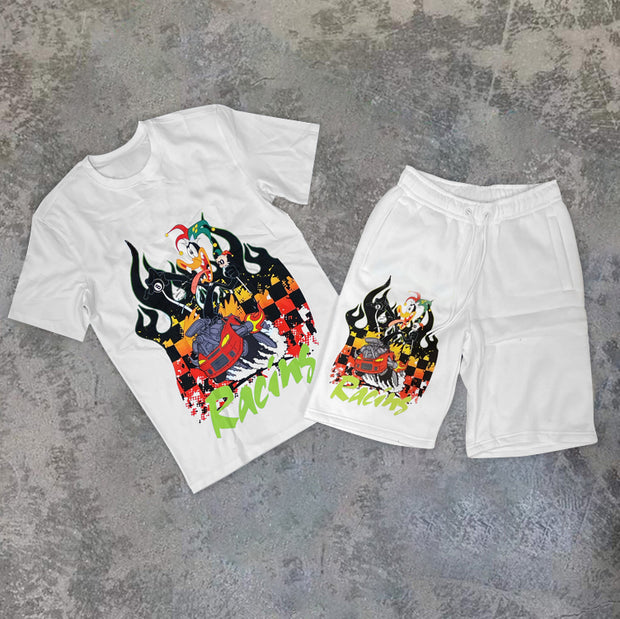 Personalised crew neck print short sleeve suit
