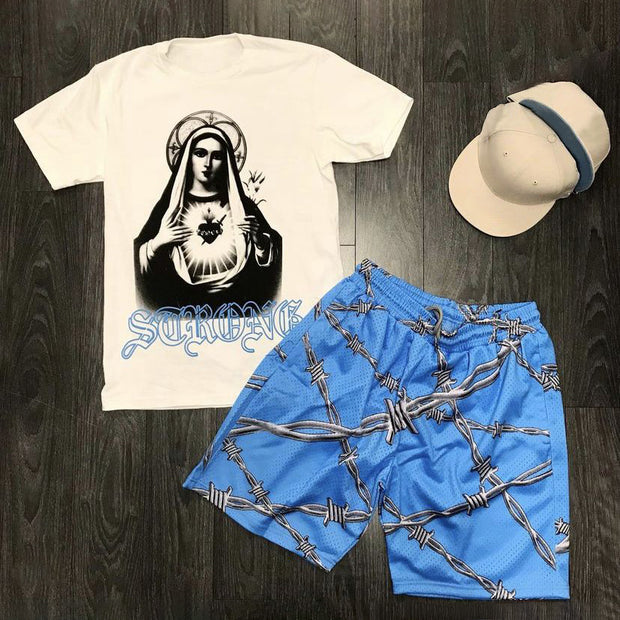 Personalized casual college style printed sports shorts suit