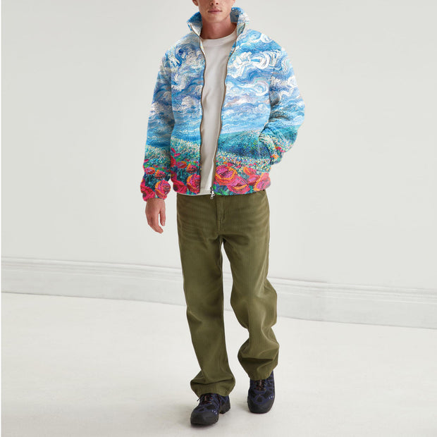 Retro style casual oil painting print plush long-sleeved jacket