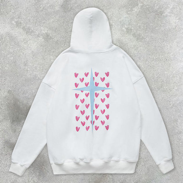 Fashion love printed long sleeve couples hooded sweatshirt