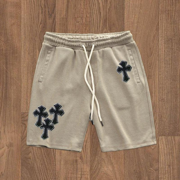 Casual cross print track shorts