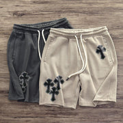 Casual cross print track shorts