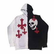 Fashion Contrast Skull Pattern Cardigan Long Sleeve Hoodie