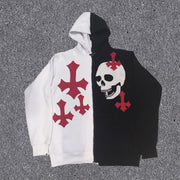 Fashion Contrast Skull Pattern Cardigan Long Sleeve Hoodie