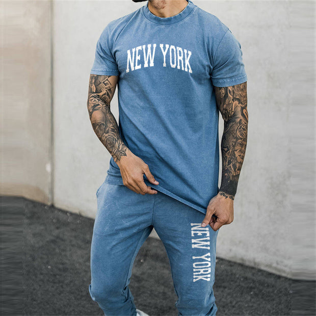 Street Fashion Alphabet Print Two-Piece Set