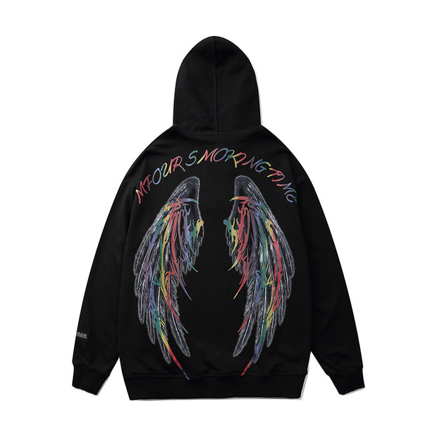 Male fallen angel wings loose retro trend hooded sweater