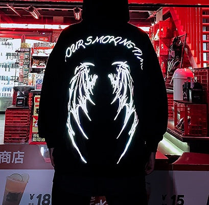 Male fallen angel wings loose retro trend hooded sweater