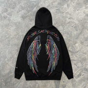 Male fallen angel wings loose retro trend hooded sweater