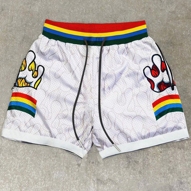 Tide brand retro print fashion street hip-hop shorts