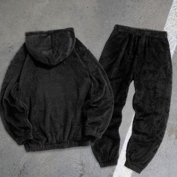 Bear Pullover Hooded Sweatshirt Plush Belted Tracksuit