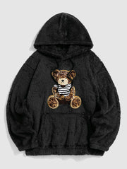 Bear Pullover Hooded Sweatshirt Plush Belted Tracksuit
