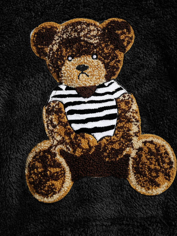 Bear Pullover Hooded Sweatshirt Plush Belted Tracksuit