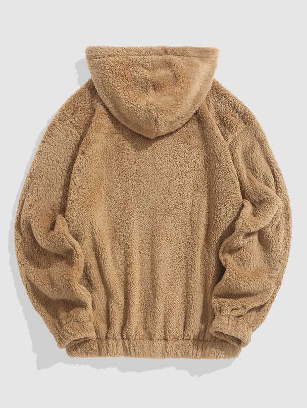 Bear Pullover Hooded Sweatshirt Plush Belted Tracksuit